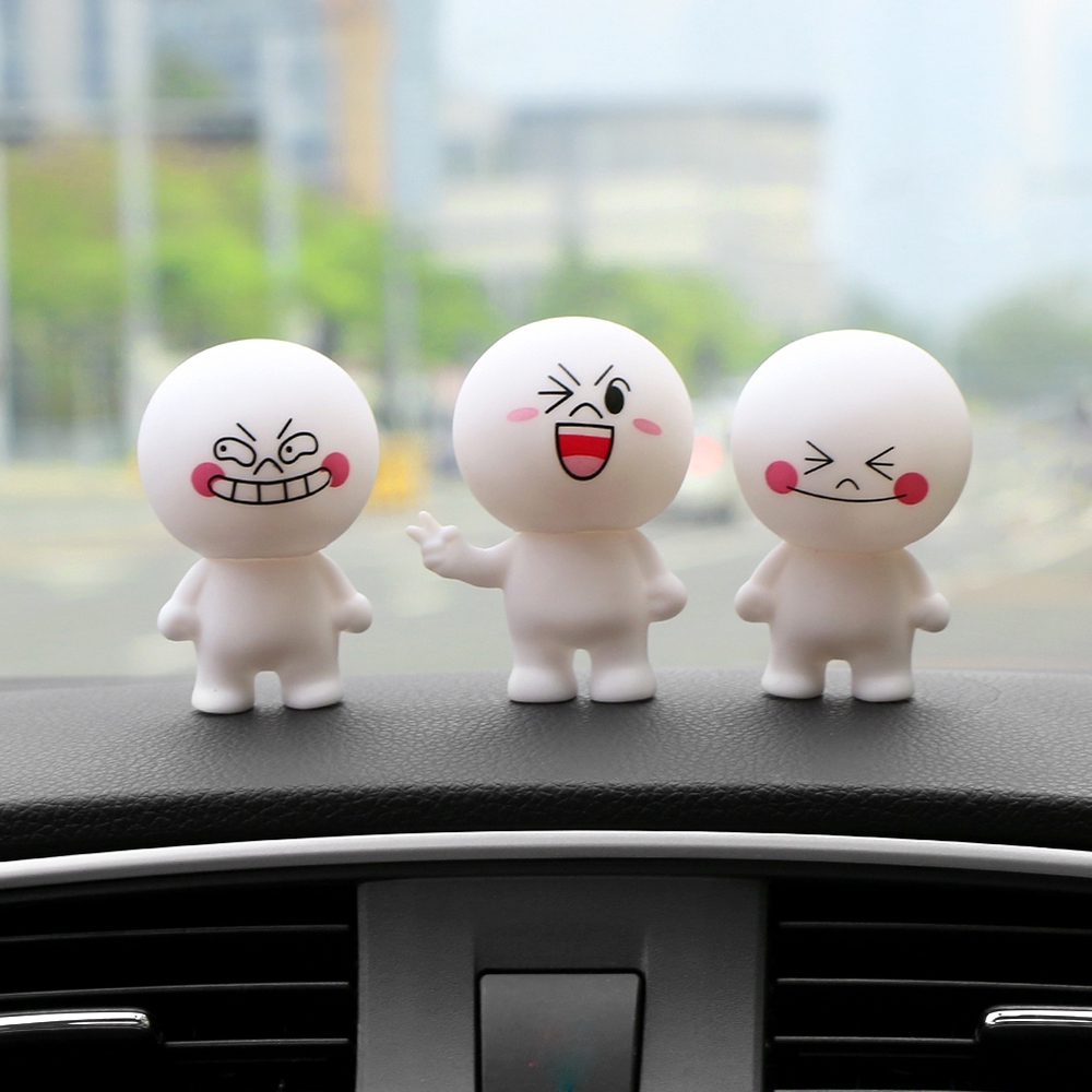Car Ornament Cartoon Doll Adornment Cute Expression Car Decoration Dashboard Auto Interior Decor Car Accessories