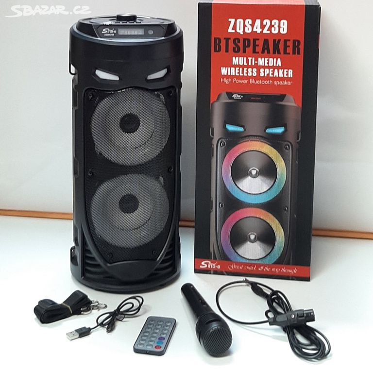 [ZQS4239] Wireless Portable Bluetooth Speaker With Led Light With Mic[4 inch x 2 speaker]