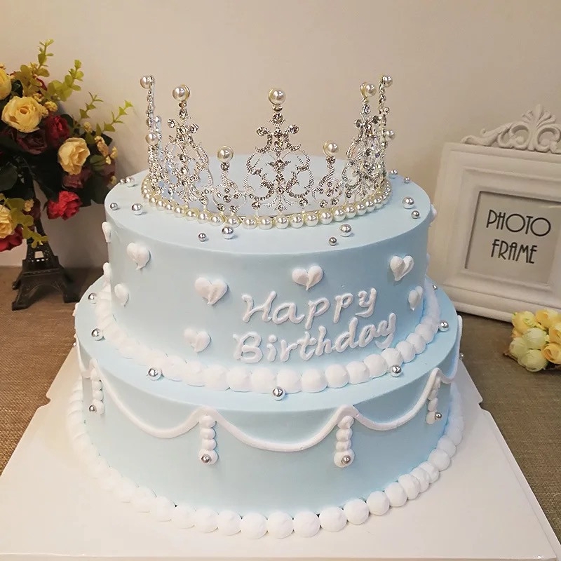Ready Stock Shining Mini Crown Metal Pearl Cake Topper Cake