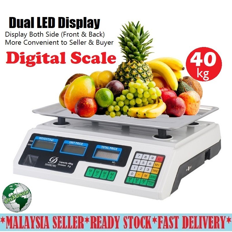40kg Electronic Digital Scale Rechargeable Price Computing LED Display Scale Shopee Malaysia