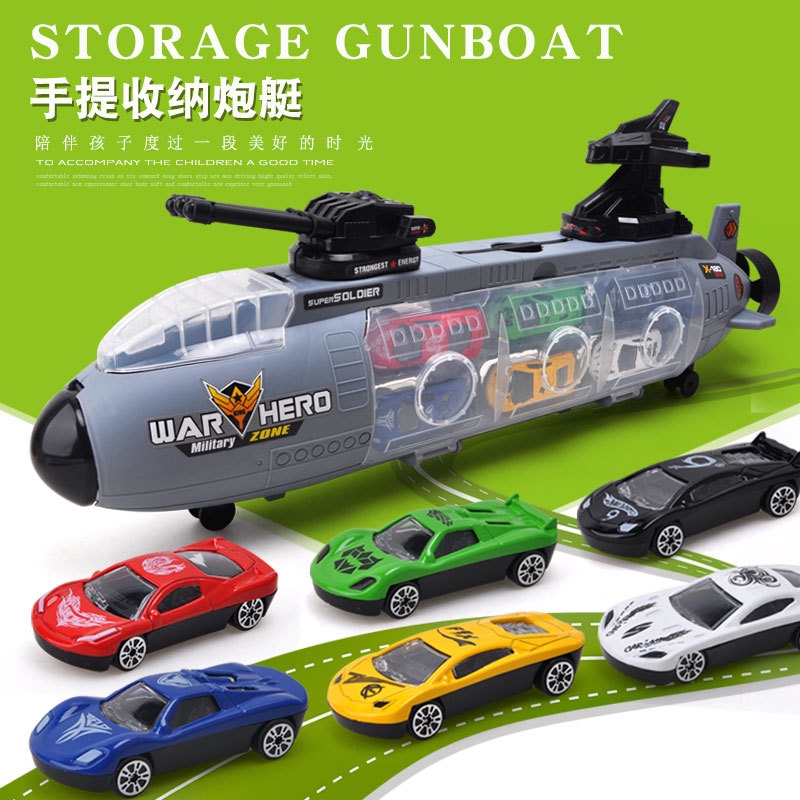 Mainan Kanak-kanak Kapal Perang Kapal Terbang Meluncur Dengan Kereta Model Kereta Kebal Tentera Kereta Paduan