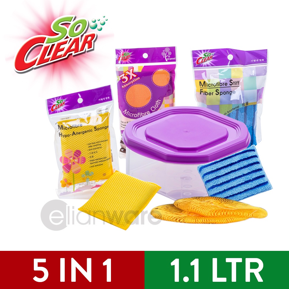 Elianware x SoClear 4pcs Microfibre Kitchen Cleaning Valuable Box FREE Food Container