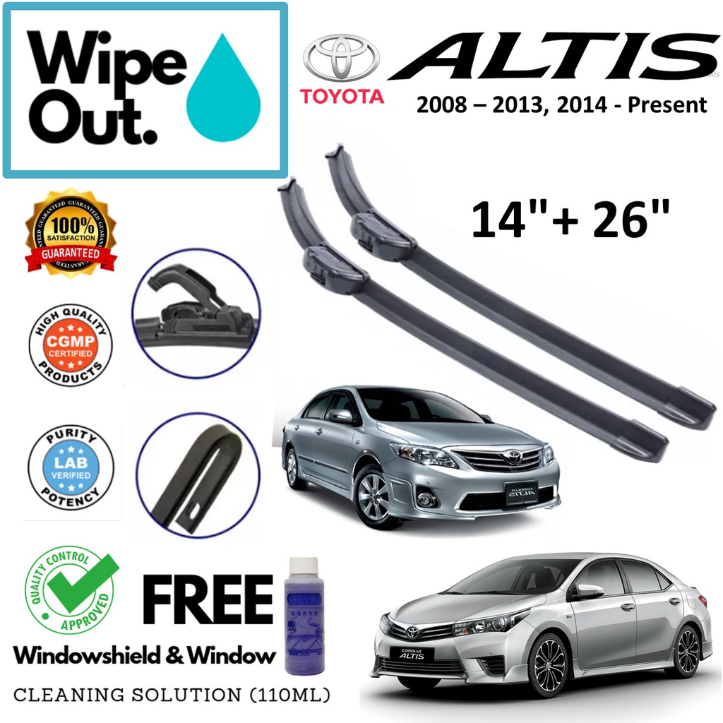 2013 toyota corolla wiper blade size