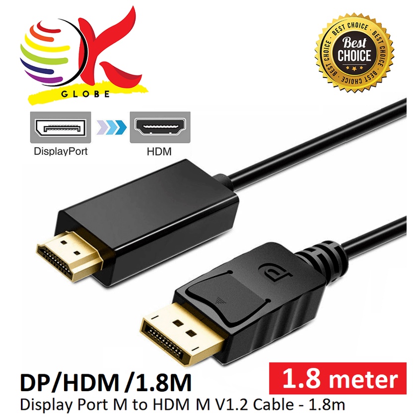 DISPLAY PORT ADAPTER CONVERTER CABLE MALE TO DISPLAY PORT MALE/ HDM HD ...