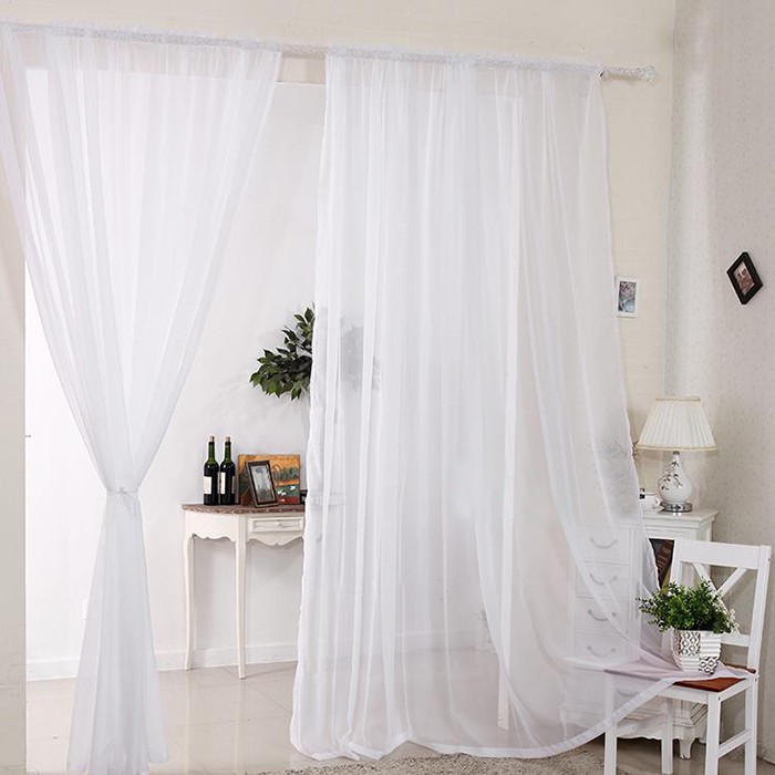 2 Panels Pairs Plain Voile Slot Top Rod Pocket Panels Net Voile