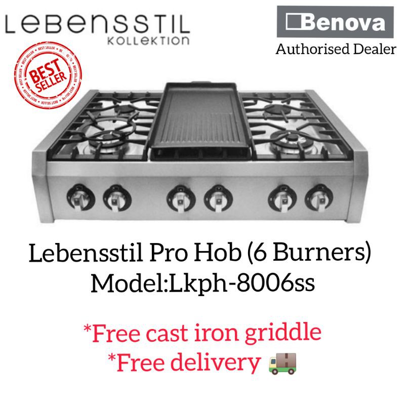 [Fast Ship] [Ready Stock] Lebensstil 90cm Professional 6Burners Gas Hob LKPH8006SS (Best