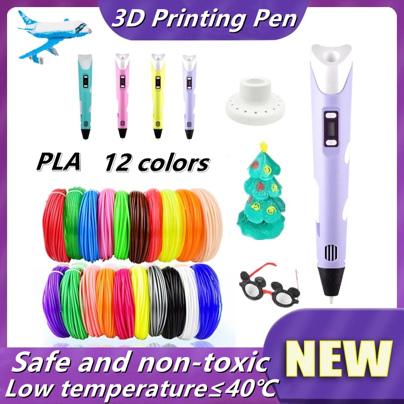【READY STOCK】3D Printing Pen LCD Screen PLA Printing Doodle Arts Craft Drawing USB Pen Set Educational Gifts
