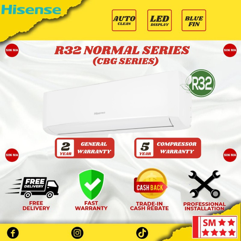 🚚 FAST DELIVERY 🚚 Hisense 1HP/1.5HP/2HP/2.5HP Inverter R32 AirCond (AN09CBG/AN10DBG/AN10TQG/AI10KAG/AI10TUGS)