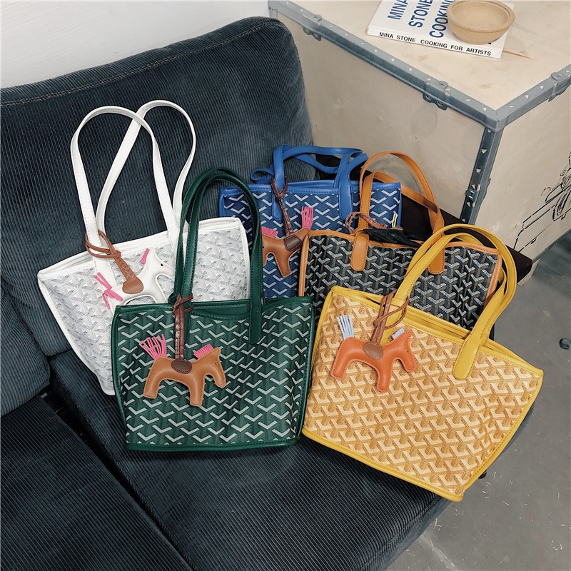 South Korea S Big East Emo Dog Tooth Bag Handbag 19 New High Capacity Portable Shopping Basket Tote Bags Shopee Malaysia