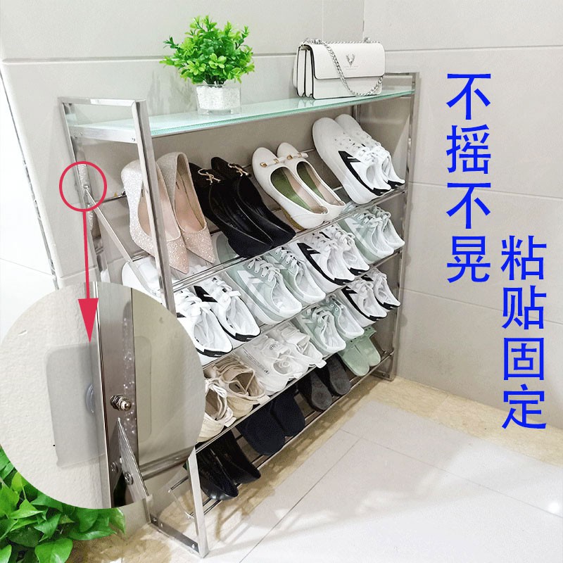 Stainless Steel Shoe Rack Small Household Door Simple Multi Layer Breathable Shoe Rack Narrow Space Saving Shoe Rack S Shopee Malaysia