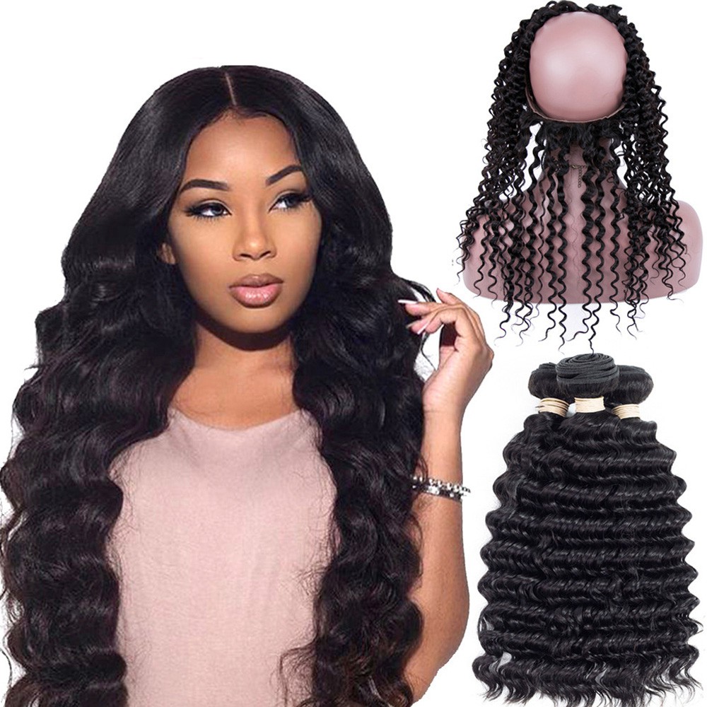 Brazilian Deep Wave Human Hair Curly Weave 1 Bundle Hair