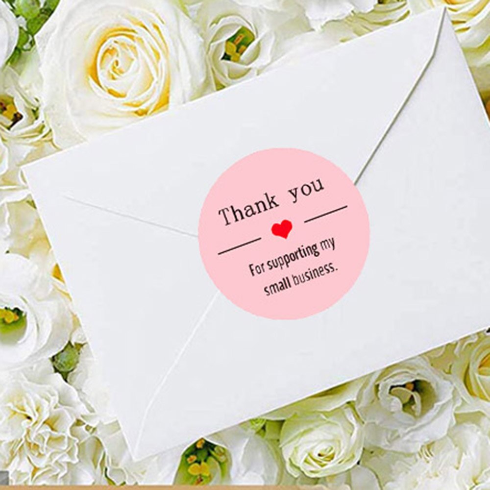 Dongpong Thank You Stickers Roll 1.5 Inch Pink Foil Thank You for Supporting My Small Business Stickers 500 PCS Business Stickers for Greeting Cards Flower Bouquets Gift Wraps Mailers Bag 