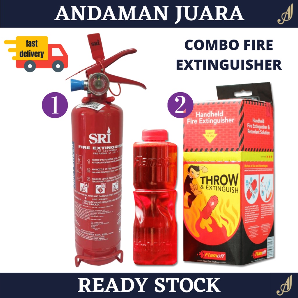 [2IN1] ABC Fire Extinguisher 1L + Flame Off Throw Extinguisher