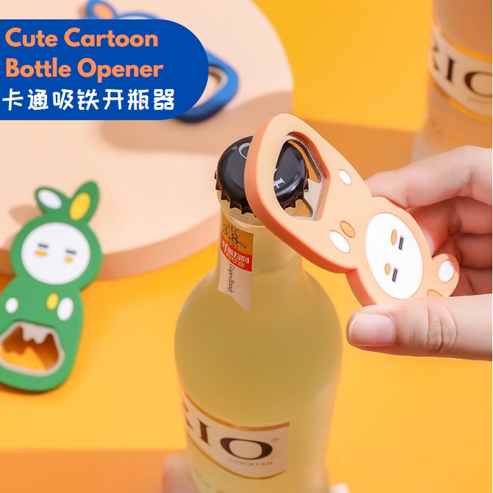 Cute Cartoon Bottle Opener With Magnet Bottle Opener Bottle Opener Kitchen 开瓶器冰箱啤酒起子硅胶起盖器起瓶器开盖神器