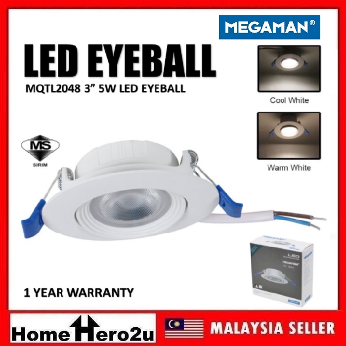 Megaman Led Downlight 5w Sirim Round Recessed Downlight Daylight 6500k 