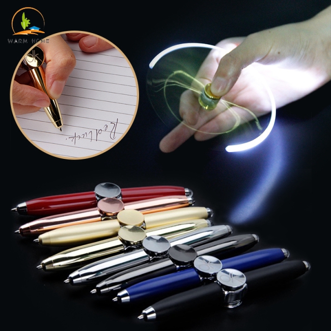 LED Flash Ballpoint Pen Light Fidget Hand Spinner Finger Toy Focus Gyro ...