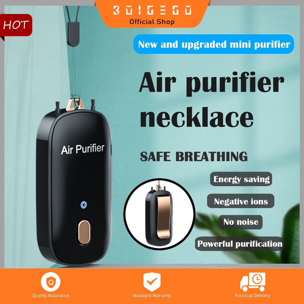 [Ready Stock] Wearable Air Purifier Necklace 150 Million Oxygen Ions Generator Air Cleaner Mini Portable Travel Size