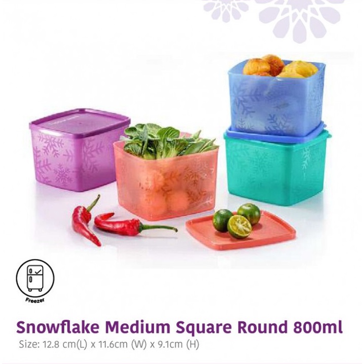 Tupperware Snowflake Medium Square Round 800ml Free Shipping Set of 4