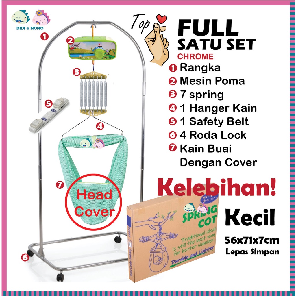 My Dear Baby Spring Cot Chrome 24050 Rangka Buaian From Newborn up to