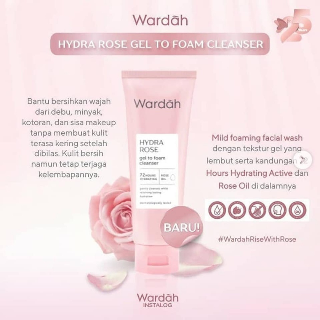 Wardah Hydra Rose Gel To Foam Cleanser 100ml | Shopee Malaysia