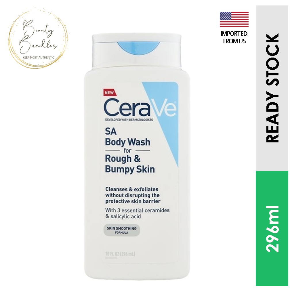 CeraVe SA Body Wash for Rough & Bumpy Skin, SKIN SMOOTHING FORMULA with