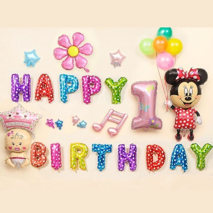 Ready Stock Mickey Minnie Happy Birthday Party Balloon