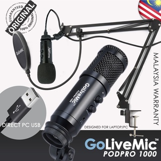 GoLiveMic PodPro 1000 Laptop PC USB Condenser Microphone for Podcast, Facebook Live Streaming, and Zoom Meeting