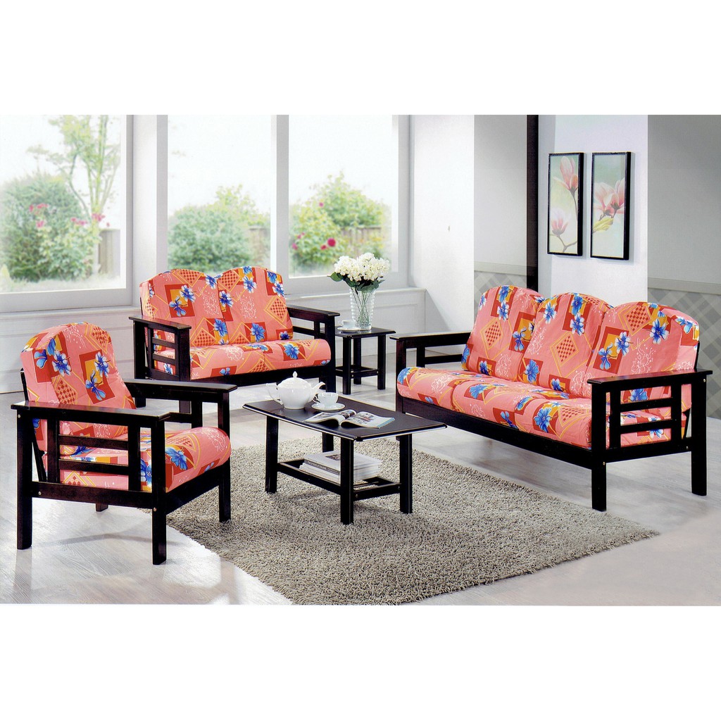 Wooden Sofa Set (1+2+3 Seater with FREE 2 Table) | Shopee Malaysia