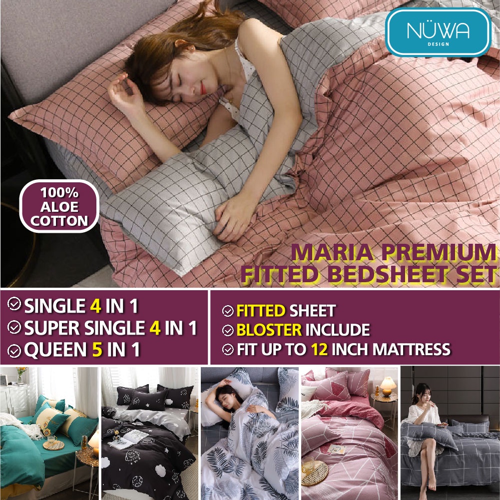 (Premium Sheet) 5 in 1 NUWA Bedsheet Cadar Tilam Sheets Selimut super