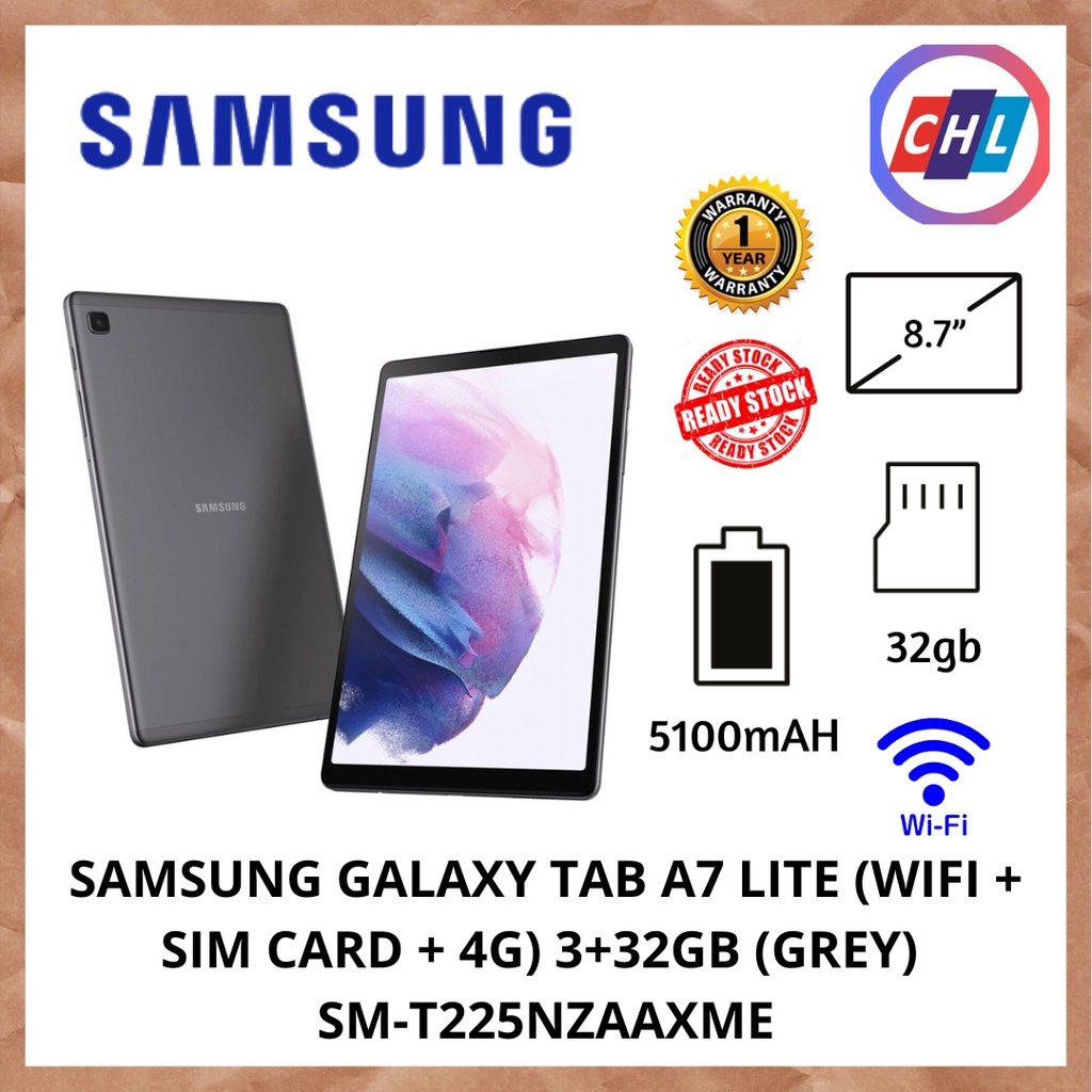 SAMSUNG GALAXY TAB A7 LITE (WIFI + SIM CARD + 4G) 3+32GB SMT225NZAAXME