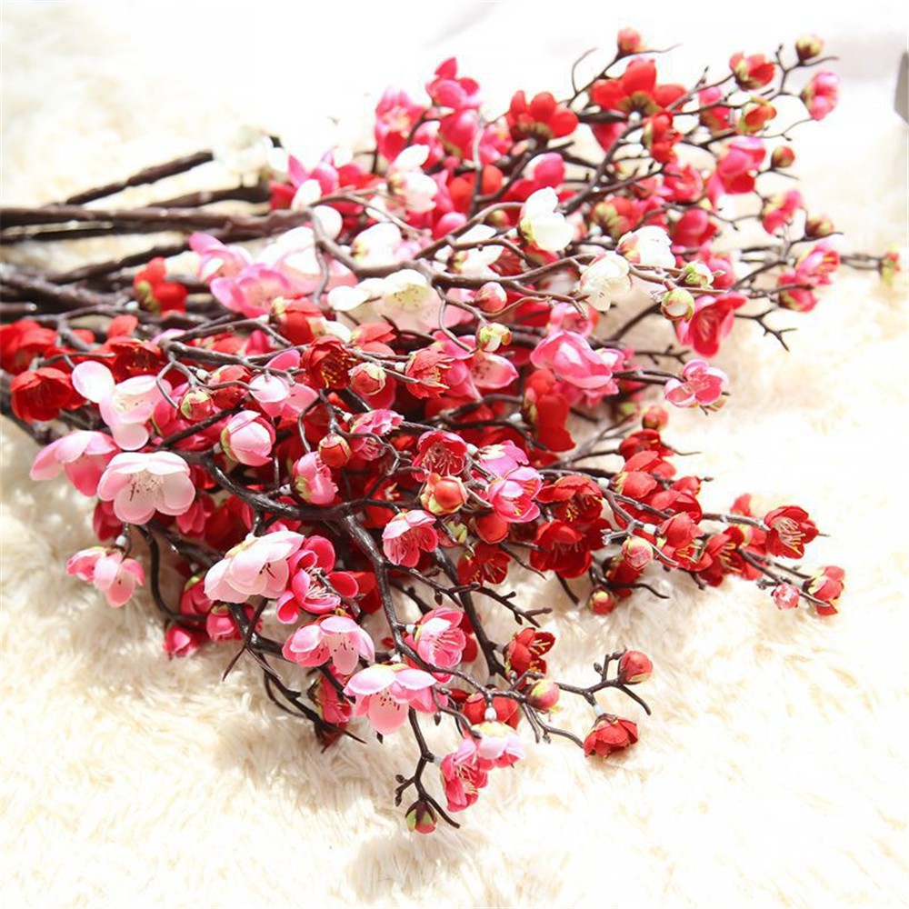 Artificial Silk Fake Flowers Plum Blossom Floral Wedding Bouquet Home Decor 