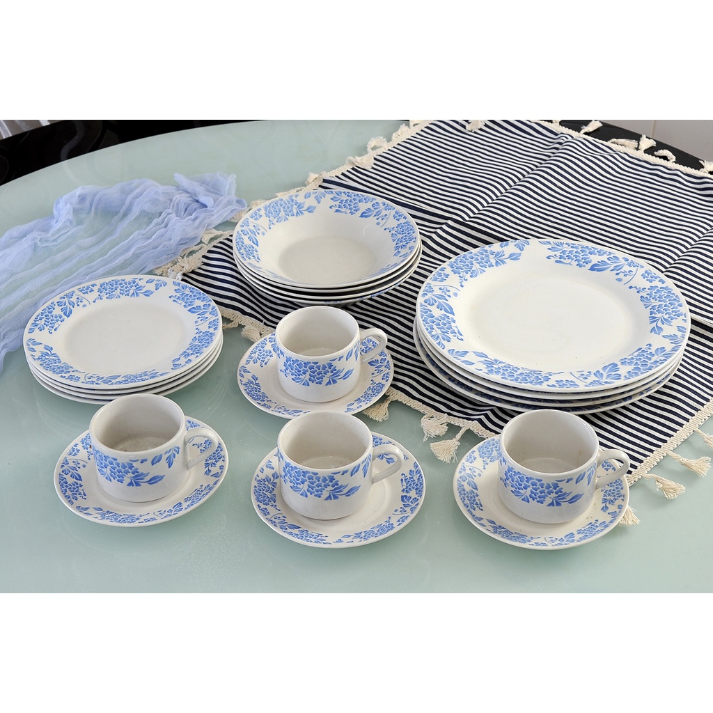 20 Pcs Porcelain Dinner Set Dinnerware Tableware Plates Cup & Saucer SET PINGGAN MANGKUK READY STOCK