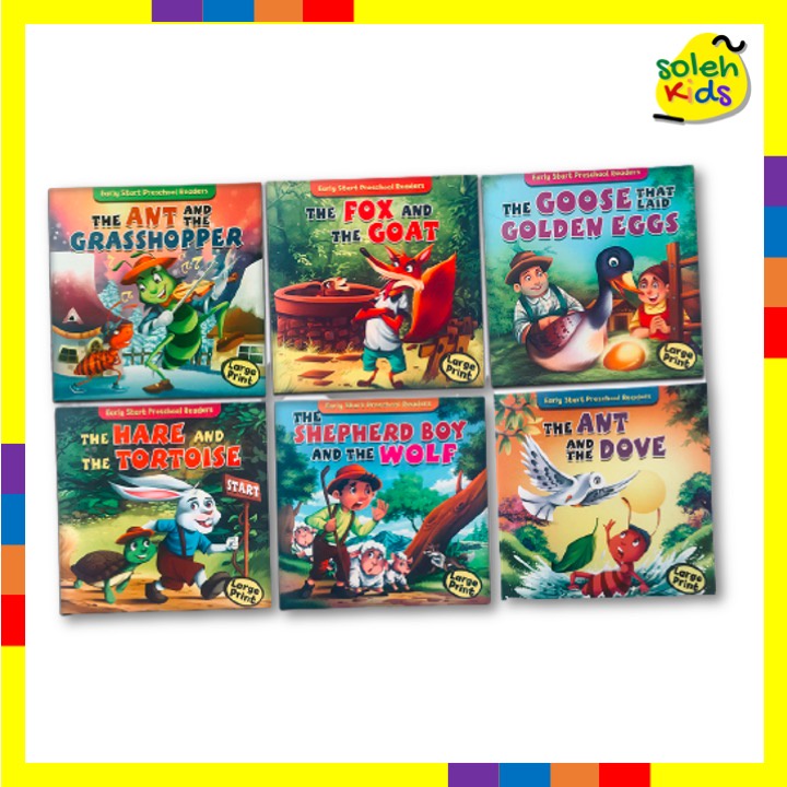 Large Print English Story Book Early Start Preschool Reader Set of 6 Bedtime Aesop Tales Tadika Prasekolah Kindy