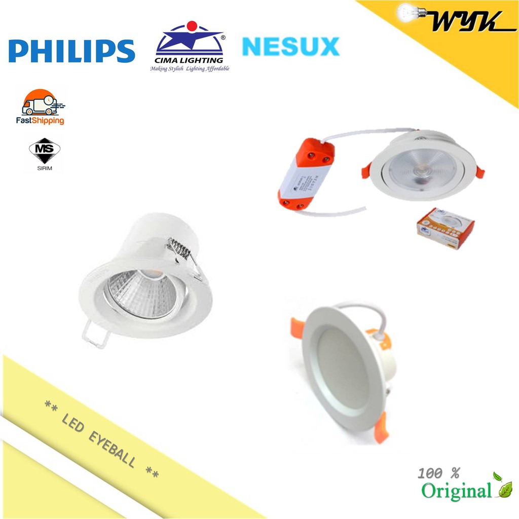Philips/Cima Lighting/Nesux Led Eyeball (Daylight/Warm White) | Shopee