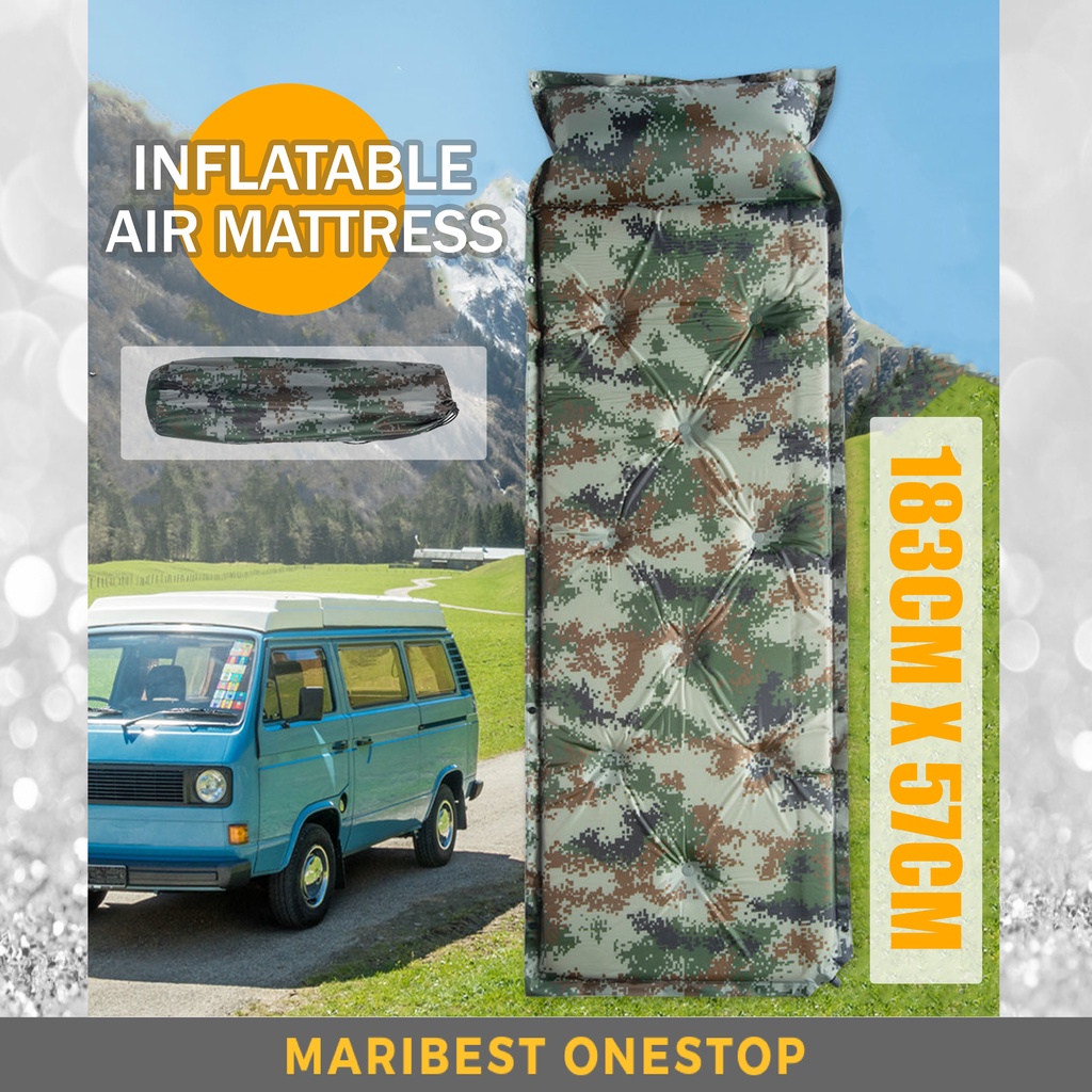 SELF INFLATABLE MATTRESS SINGLE AIR CUSHION MATTRESS Sleeping Bed Camouflage Air Mat Camping Bed Tilam Khemah 充气床