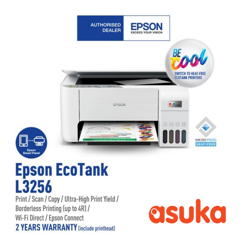 Epson L3256 Ink Tank Print, Scan, Copy & Wifi Printer ( Bundle with 1 Ream A4 Paper)