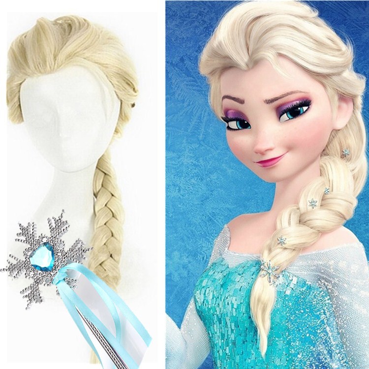 New Frozen Girls Elsa Anna Headband Braids Wig Tiara Crown