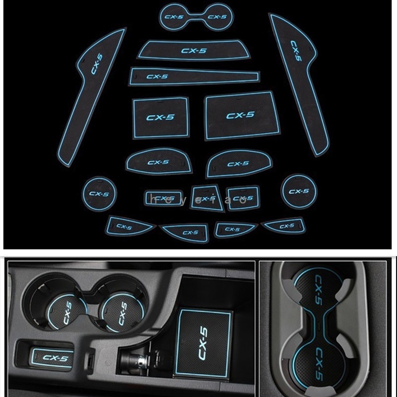 For New Mazda Cx 5 Cx5 2015 2016 Car Non Slip Interior Cup Cushion Door Mat Covers Cup Mat Stickers 18pcs Per Set