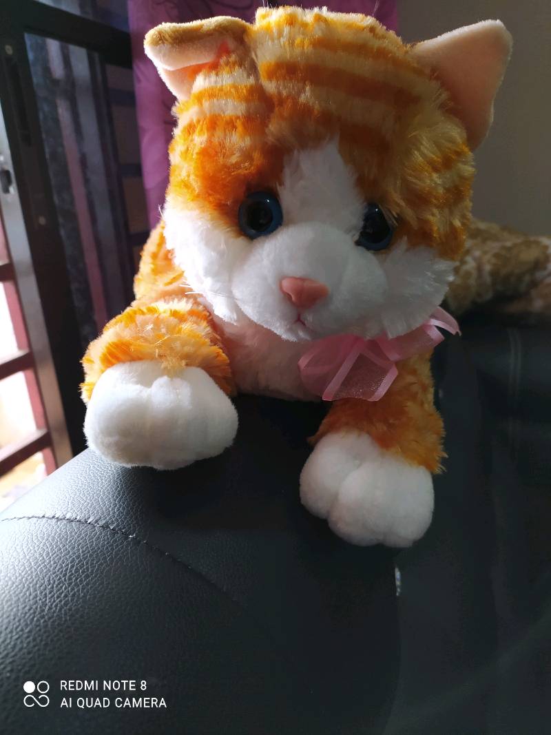 Chester Orange Tabby Kitten Cat Realistic 12"Laying Stuffed Plush Animal AU31456 