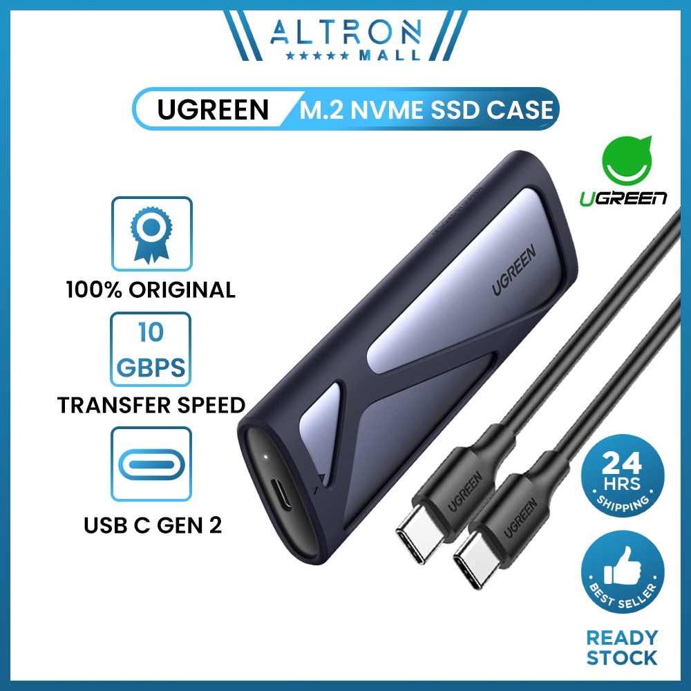 UGREEN M.2 NVMe SSD Enclosure Dual Protocol NVMe SATA to USB 3.1 Gen2 10 Gbps NVMe PCI-E M.2 SSD Case Support UASP