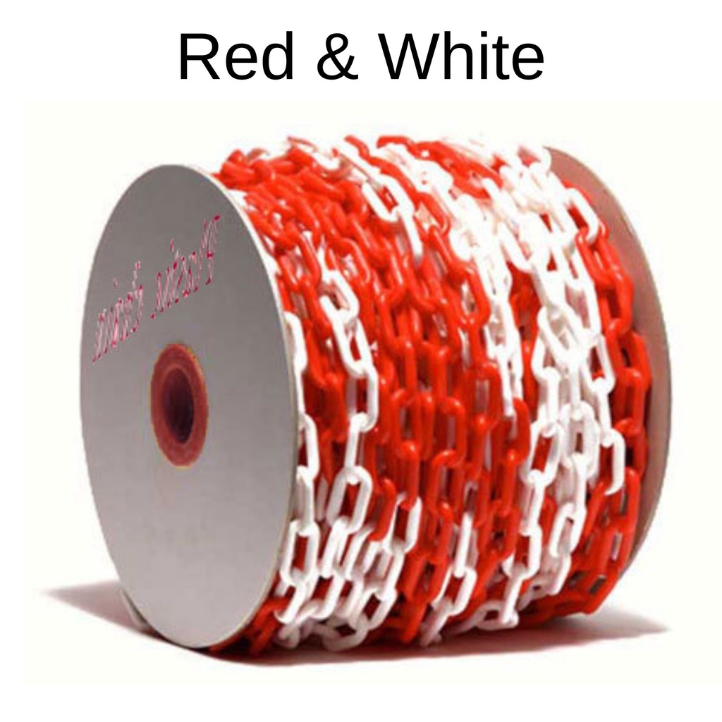 25meter ( 1 ROLL ) Plastic Chain 6mm Width for Safety Road Cone PVC Chain Gate Rantai Pagar