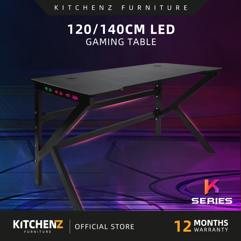 GTGAMEZ K Series LED Gaming Table Office Table 120/140KLBKLED Shopee