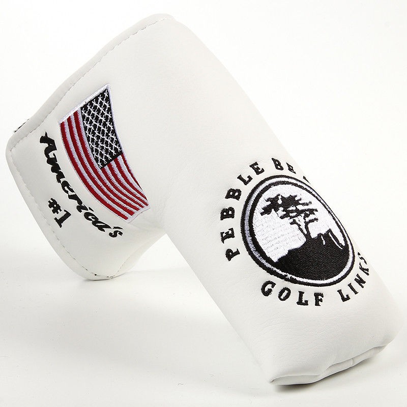 Golf Links Pebble Beach White American Flag Blade Putter Head cover For Scotty Cameron Ping