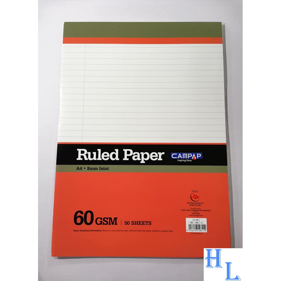 Campap Ca 4811 A4 50's Ruled Paper Pack 60gsm 