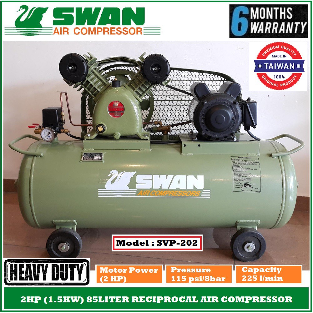 Swan Svp 2 1 5kw 2hp 85liter Reciprocal Air Compressor Shopee Malaysia