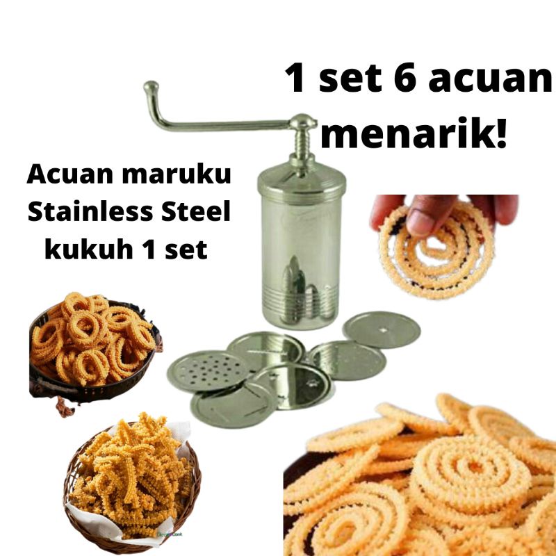 Acuan Murukku Cendol Putu Mayam Stainless Steel Murukku Maker With 6