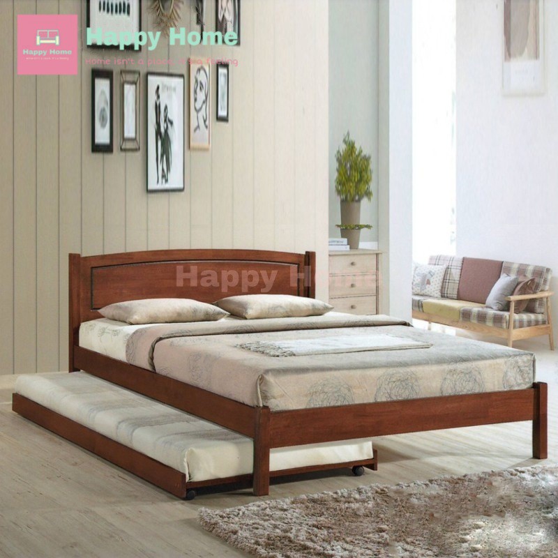 Thomas Solid Wood Queen Size Bed Frame, Queen Size Trundle Bed Frame