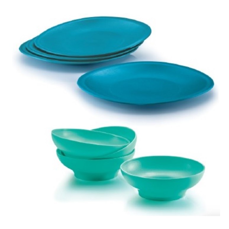 Tupperware (4 pcs) Blossom Microwaveable Dining Plates Plate, Blossom Bowl