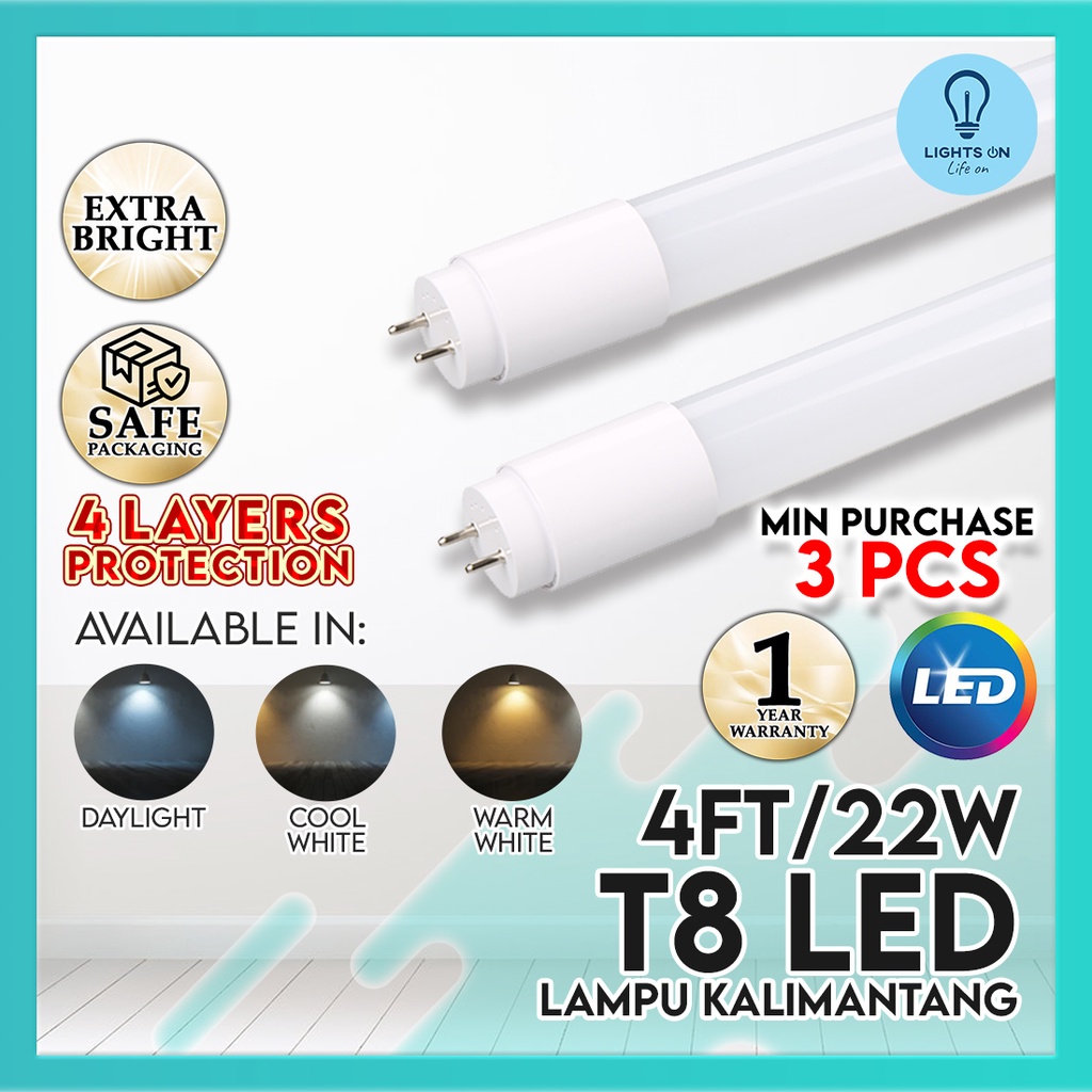 LED T8 Extra Bright 4FT/22W Tube Lampu Kalimantang Led Rumah LED Tube ...