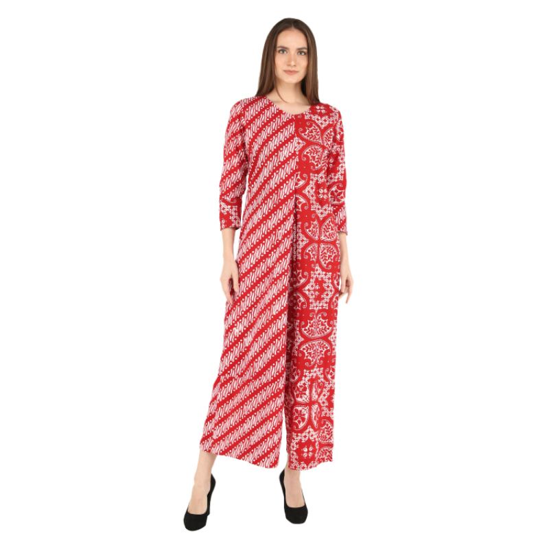 PUTIH MERAH Aline's red and white batik Jumpsuit